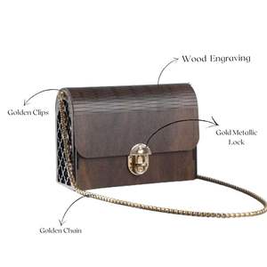 Sac à main en bois léger pour femmes, occasions formelles, sac à main en bois avec décorations artistiques, articles de fête à bas prix - Product Image 4