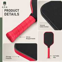 Ensemble de raquettes de pickleball rectangulaires en fibre de carbone T700, surface mate de 16 mm, noyau en nid d'abeille PP avec sac de transport