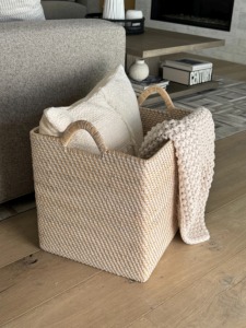 <b>Square</b> Rattan <b>Basket</b> with slightly protruding handles Handmade Storage <b>Basket</b> Wholesale eco-friendly Made in Viet Nam - Product Image 6
