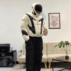 Chaqueta de invierno unisex al aire libre-Cuello alto ecológico impermeable con capucha con logotipo frontal-Último diseño al por mayor - Product Image 3