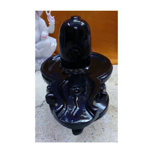 Statue de Shivling en marbre noir faite à la main, design traditionnel pour la maison et les temples, produit en pierre élégant - Product Image 1