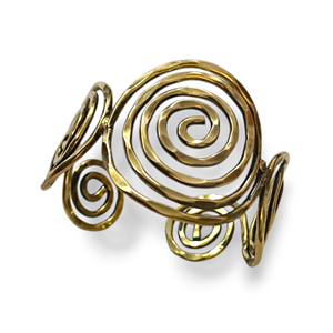 Handmade Brass Spiral Cuff <b>Bracelet</b> | Perfect <b>Boho</b> Tribal Wire Cuff | Classic Adjustable Statement Jewelry Wholesale - Product Image 2