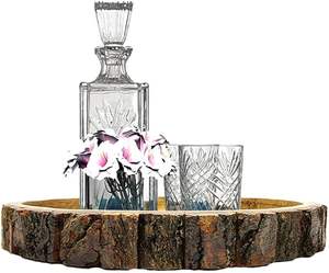 Mangue en bois servant forme ronde rustique majordome plateaux décoratif ferme pouf bougeoir décor à la maison pour porte-café - Product Image 4