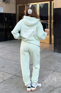 Ensemble de survêtement long brodé uni pour femme, 2 pièces, hiver - Product Image 6