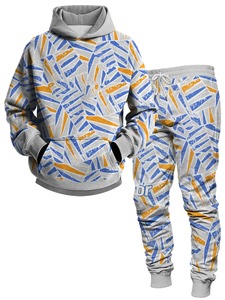 ชุดวอร์มสำหรับผู้ชายชุดเสื้อผ้าแบบสวมมีฮู้ดและกางเกงมีฮู้ดสำหรับผู้หญิงสีพื้น + กางเกง - Product Image 6