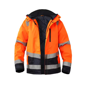 Veste de sécurité haute visibilité personnalisée pour la construction, imperméable, vêtements de travail routier haute visibilité avec bandes réfléchissantes pour l'extérieur - Product Image 3