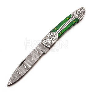 Couteau de chasse pliant Damas de haute qualité Design compact et élégant avec manche en bois OEM personnalisable pour les projets de bricolage - Product Image 1