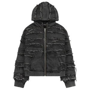 เสื้อฮู้ดมีซิปสำหรับผู้ชายผ้าคอตตอนมีฮู้ดผ้าเกล็ดปลาแบบปักลาย - Product Image 6