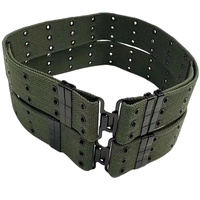 Vente flash Ceinture tactique pour homme en nylon 1000D robuste, revêtement poudré noir, boucle à dégagement rapide, durable, 32 œillets en laiton, réglable