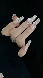 Ongles à presser longs pour femmes, style de mariée de luxe, avec colle, forme carrée, inspirés des reines et des princesses - Product Image 3