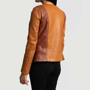 Premium Quality 2025 New Style Custom Lady <b>Jacket</b> Stylish Windproof <b>Real</b> Sheepskin <b>Leather</b> Coat Button Embroidery Heated Outwear - Product Image 2