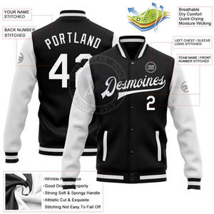 Custom Logo Men's <b>Vintage</b> College <b>Varsity</b> Baseball <b>Jacket</b> with Leather Sleeves Stand Collar and Embroidery - Product Image 5