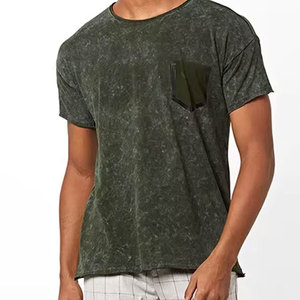 Camisetas lavadas con ácido informales para hombres de alta calidad Diseño de manga corta personalizado con el último estilo de color sólido - Product Image 4