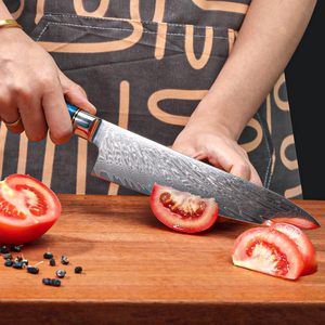 Vente en gros de commandes en vrac personnalisées OEM ODM service couteau de chef damas couteau de cuisine en acier inoxydable avec manche en bois et résine - Product Image 2