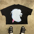 T-shirt 100% coton surdimensionné vintage pour hommes personnalisé col rond poids lourd DTG imprimé Boxy recadrée graphique style décontracté lettre - Product Image 5