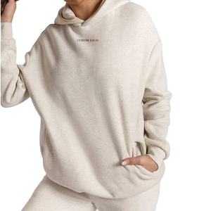 เสื้อสเวตเชิ้ตมีฮู้ดโอเวอร์ไซส์ของผู้หญิงผ้าคอตตอน100% ดีไซน์ใหม่ปักโลโก้ตามสั่งฤดูใบไม้ร่วงคอปกแบบหลวม - Product Image 1