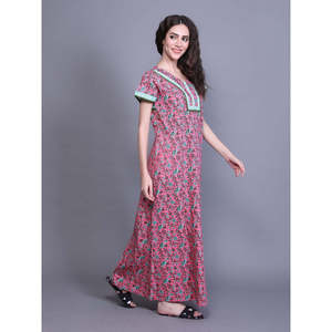 Robe de nuit pour femme 100% coton, robe de bain décontractée à imprimé floral, poche latérale, fermeture à cordon, confortable, respirante, taille XS - Product Image 3