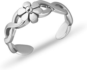 Topcarat <b>Silver</b> <b>Toe</b> <b>Ring</b> Flower <b>Ring</b> for Women and Girls Adjustable <b>Silver</b> Band <b>Ring</b> fashionable design - Product Image 1