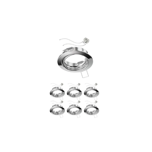 Ensemble de 7 spots LED réglables GU10 7W 4000K finition chromée lumière naturelle pour plaques de plâtre et bois - Product Image 1