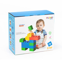 PLOMA 36 pièces 5 cm de hauteur, jouets de construction éducatifs en plastique PP de qualité alimentaire pour enfants, blocs de construction souples, 4 couleurs, à partir de 5 ans