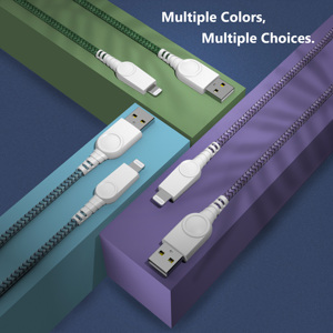 สายเคเบิล USB ความเร็วสูง MFI สายถักแข็งแรงเข้ากันได้กับที่ชาร์จในรถ iPhone iPad และแล็ปท็อป - Product Image 1