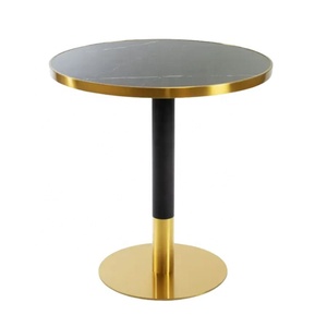 Mesa Redonda de Acero Inoxidable para Cafetería con Tapa de Mármol y Base de Metal Dorado para Muebles de Cocina y Comedor - Product Image 2
