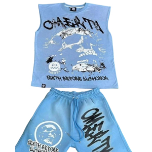 Ensemble chemise et short pour hommes de luxe OEM sur mesure avec manches de sérigraphie de haute qualité moins de chemise design et ensemble short - Product Image 5