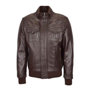 Top Design 100% Veste d'hiver à manches longues et à col montant en cuir de haute qualité pour hommes Design personnalisé disponible à un prix raisonnable - Product Image 1