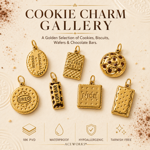 Galerie de breloques pour biscuits |   Pendentif en forme de barre chocolatée en acier inoxydable plaqué or 18K PVD, étanche, hypoallergénique et durable - Product Image 5