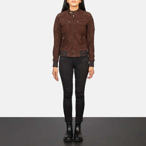เสื้อแจ็คเก็ตบอมเบอร์หนังกลับสีมอคค่า แบรนด์เซนน่า สำหรับฤดูใบไม้ร่วง - Product Image 3