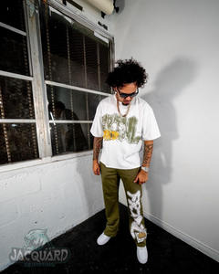 Custom High Quality Washed Printed Distressed Cotton Cropped Acid Washed Vintage Men's T-shirts and <b>Sweatpants</b> <b>Set</b> - Product Image 6