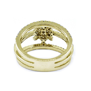 Bagues de mariage en or jaune 18 carats de haute qualité avec diamants véritables sertis pavé, motif floral classique, pour fêtes, vente en gros Chine - Product Image 3