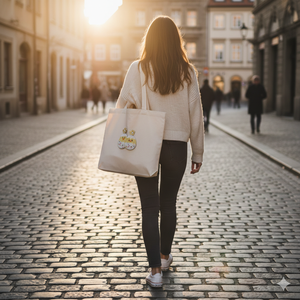 Collection de sacs fourre-tout écologiques, sacs fourre-tout en toile brodés avec des lapins et des tulipes fantaisistes, sacs fourre-tout pour la plage, les vacances, les cadeaux, avec fermeture éclair - Product Image 1