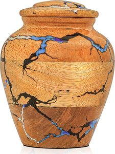 <b>Wooden</b> Cremation <b>Urn</b> <b>for</b> Human <b>Ashes</b> Adult Male & Female Handmade Mango Wood & Epoxy Resin Decorative Burial Memorial <b>Urn</b> - Product Image 5