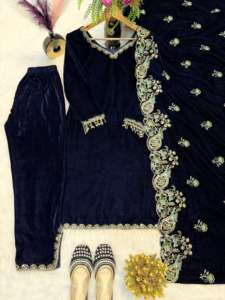 Dupatta de Terciopelo Viscosa Elegante de Fabricación India con Bordado de Lentejuelas para Mujer Disponible a Precio de Exportación - Product Image 6