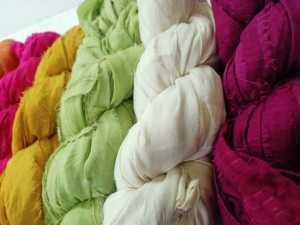 custom dyed solid colored sari silk ribbon <b>yarn</b> in premium quality made from <b>recycled</b> silk saree fabrics for art and craft - Product Image 5