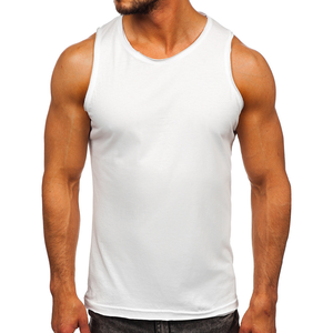 เสื้อกล้ามออกกำลังกายผู้ชายแบบขายส่ง OEM พิมพ์โลโก้ตามสั่ง ผ้าถัก คอวี สไตล์ไฮสตรีท ระบายอากาศได้ดี ผลิตจากโพลีเอสเตอร์/คอตตอน - Product Image 1