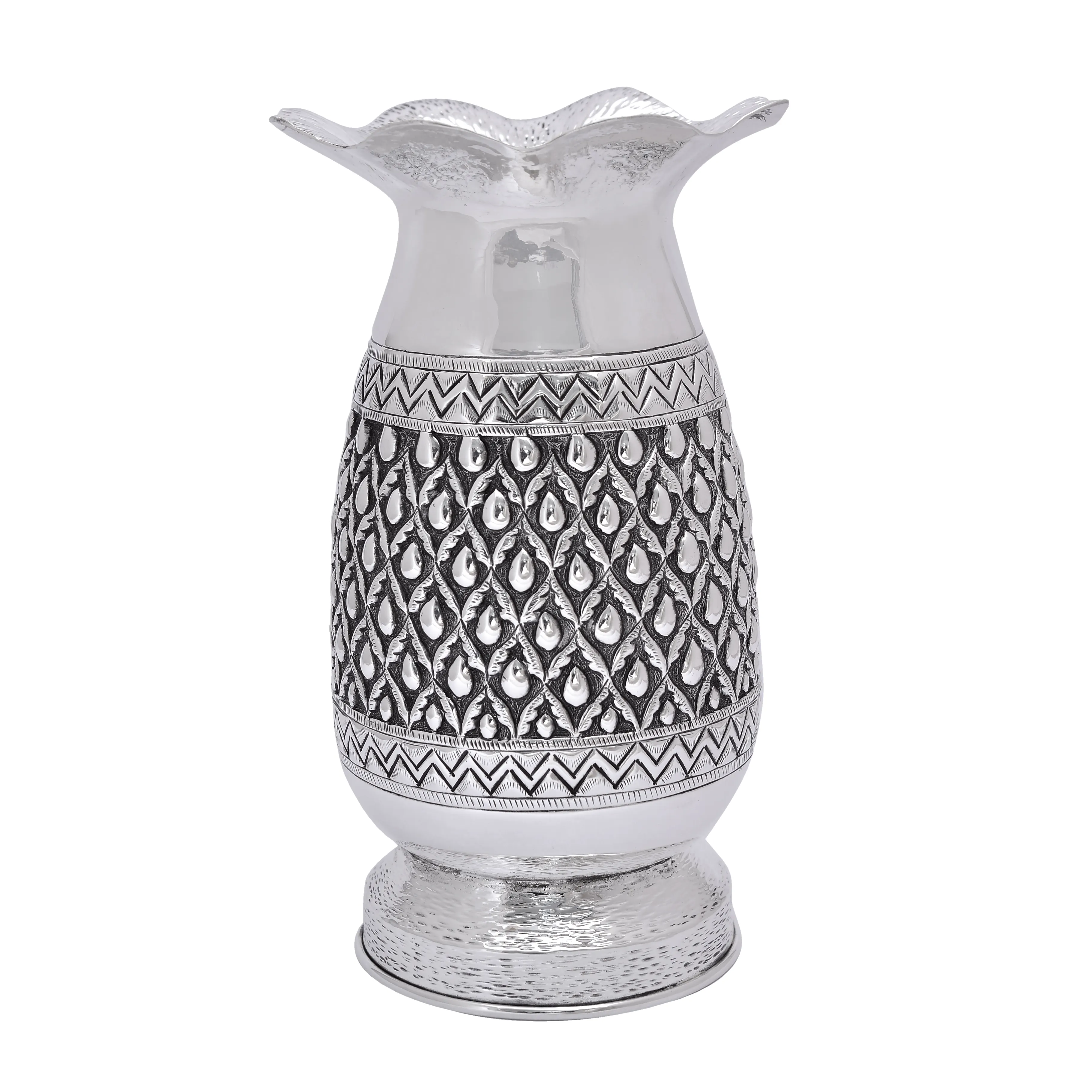 Argento polacco fatto a mano vaso in argento argento vaso di rame vaso di fiori per arredamento d'interni Vintage antico vaso per arredamento da tavolo