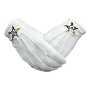 Master Mason Lodge Guantes de cuero con bordado cuadrado y brújula Freemason Regalia Ribbon Fabric Lodge - Product Image 3