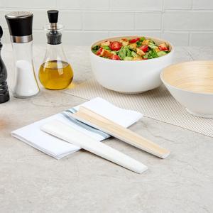 La mejor opción de cucharas de madera rectangulares de bambú hilado, juego de cucharas de tenedor desechables ecológicas, ensaladera hecha a mano apta para alimentos para personalizar - Product Image 2