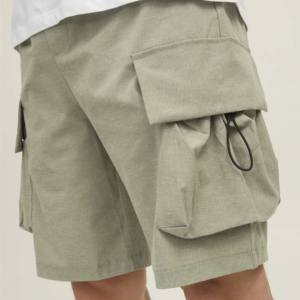 Comfort Elastic Waistband <b>Men's</b> Casual Canvas Solid Cargo <b>Shorts</b> Below Knee Loose Fit <b>Long</b> <b>Shorts</b> Waterproof Breathable - Product Image 2
