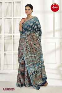 Elegante sari con estampado de Ajrakh en tela de crape japonesa Premium Diseño tradicional y vibrante para ocasiones festivas e informales - Product Image 4