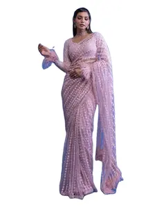 Обычное традиционное сари Richa Fashion World Fancy Net и многоцветный жоржет, модная дизайнерская сари, лучшая коллекция