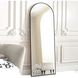 Specchio ad Arco Nero Moderno e Lussuoso 50 X 160 cm, Specchio Decorativo da Parete in Vetro con Cornice in Metallo per Corridoio e Soggiorno - Product Image 2