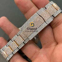 Edle Zweifarbige Edelstahl-Mechanikuhr mit Analogem Glaszifferblatt VVS-Reinheit DEF-Farbe Runder Brillantschliff Diamant für Herren