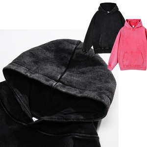 Sweats à capuche délavés à l'acide poids lourd vierge sweats Vintage Stone Wash Logo personnalisé bases surdimensionnées Boxy Fit pour hommes - Product Image 1