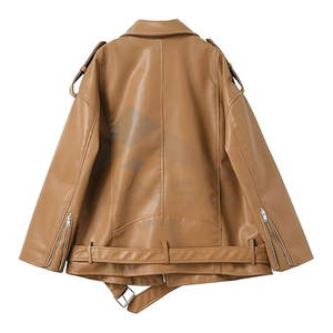 Chaqueta de Cuero Sintético para Mujer LIN, Cuello de Solapa, Cierre de Cremallera, Manga Larga, Estilo Motociclista, Chaqueta Corta, Prenda Exterior Elegante - Product Image 6