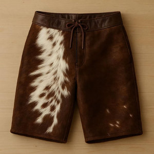 Premium Quality <b>Men's</b> Cowhide Leather <b>Shorts</b> Customize Design Summer <b>Slim</b> <b>Fit</b> Breathable Comfortable <b>Men</b> Cowhide Leather <b>Shorts</b> - Product Image 4