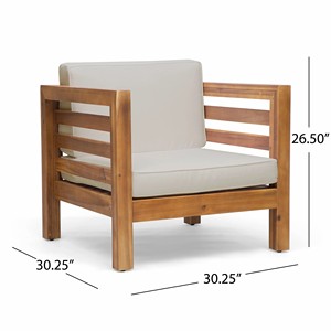 Noble House Oana Outdoor Acacia <b>Wood</b> Club Chair in Teak and - Product Image 3