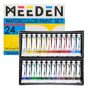 MEEDEN 24 colori vivaci tubi da 12 ml Set di colori ad acquerello per solidità alla luce Non tossici per pittori Hobby
